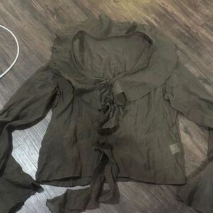 Elegant Brown Green Women's Top